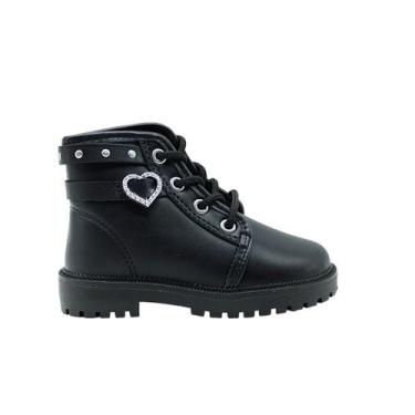 Imagem de Bota Infantil Bebê Menina Coturno Cano Baixo Molekinha 2126526, Preto,