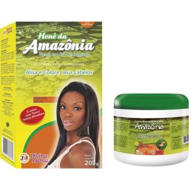 Imagem de Hene em po divina dama amazonia 200gr castanho escuro + creme branco a