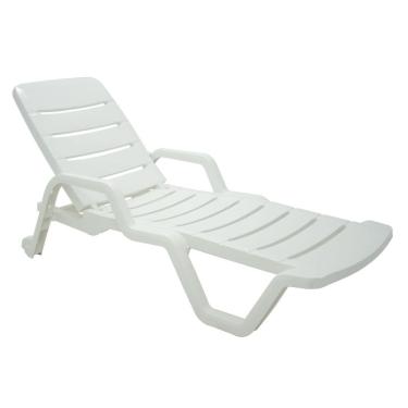 Imagem de Espreguiçadeira Leblon Basic Reclinável Plástico Assento Ajustável para Piscina Branco Tramontina