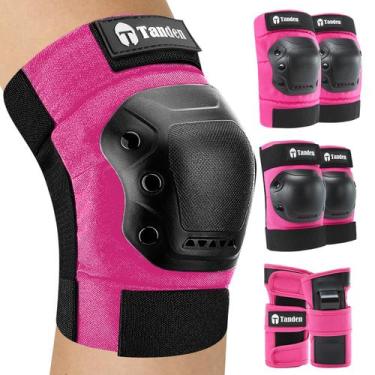 Imagem de Kit de Proteção Juvenil Tanden para Joelhos, Cotovelos e Punhos, Rosa