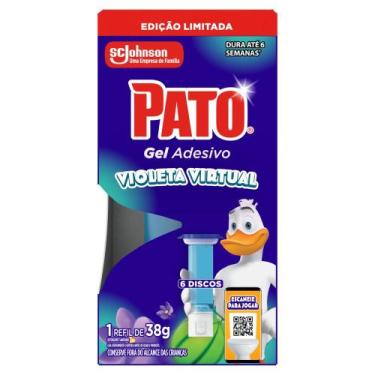 Imagem de Desodorizador Sanitário Pato Gel Adesivo Violeta Virtual Refil 6 Disco
