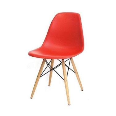 Imagem de Cadeira Eames Polipropileno Base Madeira Eiffel Espresso Móveis Vermel