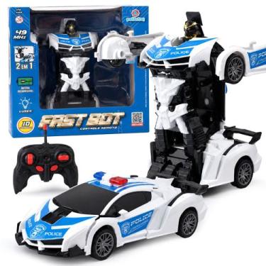 Imagem de Carrinho De Controle Remoto Vira Robô 2 Em 1 Brinquedo Com Luzes Trans