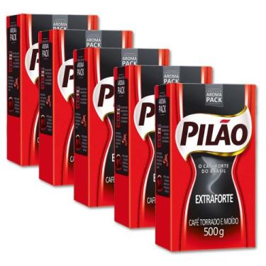 Imagem de Café Pilão Torrado e Moído Extra Forte 5 Pacotes de 500g