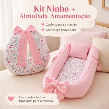 Imagem de Almofada Amamentação com Ninho Redutor Para Bebê Menina Menino - Maria