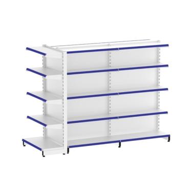 Imagem de Gôndola EA501 Prateleira Dupla Face Montagem sem Parafusos Branco Elite Aço