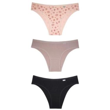 Imagem de Kit 3 Calcinhas Biquíni Cotton DelRio Algodão Confortável Original, P,