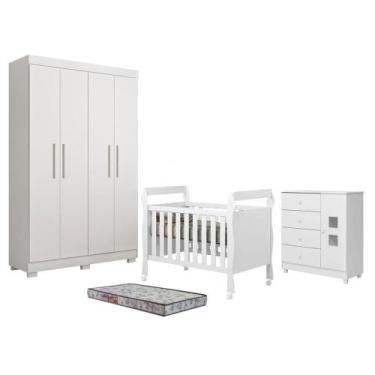 Imagem de Guarda Roupa Florida com Cômoda Life Berço Americano Soninho Branco Ac