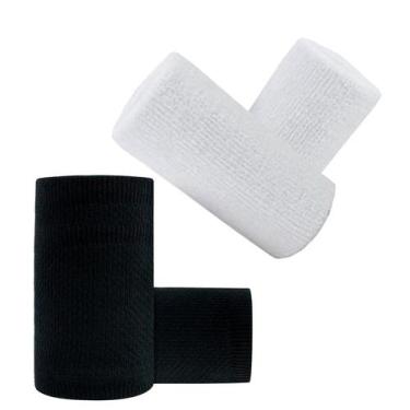 Imagem de Munhequeira Toalha 15cm Pack 2 Pares Cores Branca e Preta - Estilo Bol