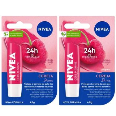 Imagem de Kit 2 Nivea Hidratante Labial Cereja Shine 4,8g