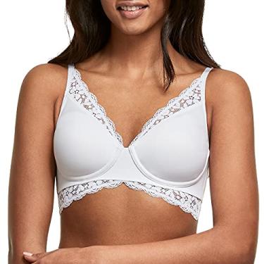 Imagem de Maidenform Sutiã de renda Pure Comfort, nosso melhor sutiã longo para mulheres, sutiã conversível sem fio, Branco, 34D