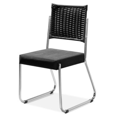 Imagem de Cadeira Aço Nobre Cláudia com Encosto em Junco Sintético - Preto
