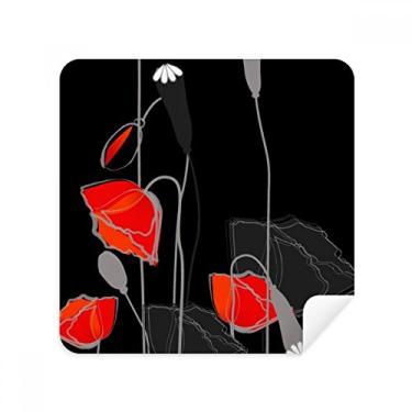 Imagem de Red Flowers Pintura abstrata milho óculos pano limpador de tela tecido camurça pacote com 2