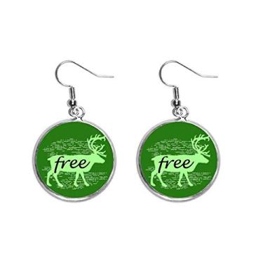 Imagem de Brinco de prata com silhueta de veado de animal preto com pingente de orelha natural