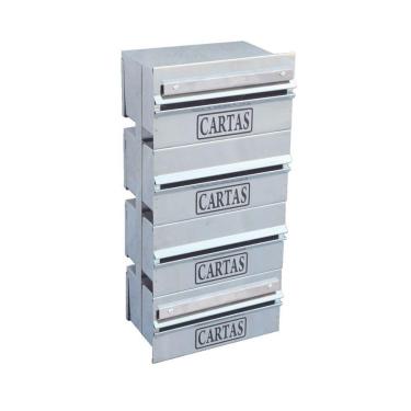 Imagem de Caixa Correio Condomínio Detrás Para Grade Inox 4 Módulos