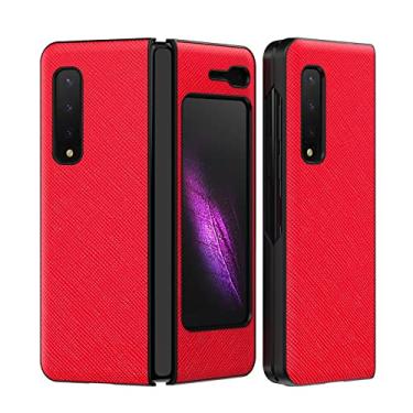 Imagem de Capa para Samsung Galaxy Z Fold 3, capa carteira de couro com suporte e suporte para caneta P, capa flip de couro PU premium, vermelha