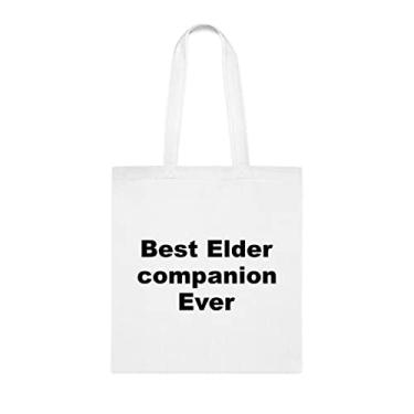 Imagem de Bolsa tote Elder Companion, Best Elder Companion Ever Bag, presente de um companheiro mais velho, bolsa de ombro Elder Companion, bolsas reutilizáveis de companheiro idoso, ideia de de Natal, Branco