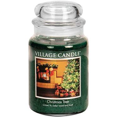 Imagem de Village Candle Vela perfumada com pote de boticário de vidro grande para árvore de Natal, 740 ml, verde