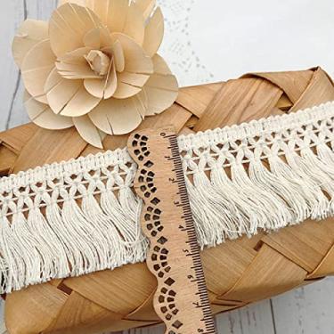 Imagem de 10 jardas bege diy 6 cm/8 cm borla franja algodão renda guarnição fita vestido latino palco vestuário cortina acessórios de costura, bege 5 cm, preço de 10 jardas