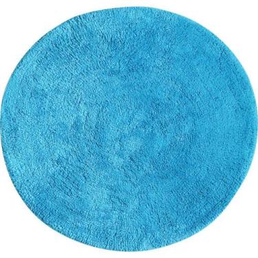 Imagem de Tapete De Banheiro Algodão Redondo Vizapi Varanasi 60cm Azul Turquesa
