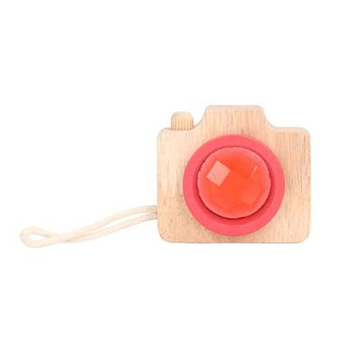 Imagem de Mini camera de madeira brinquedo com caleidosc¨®pio multiprisma,brinquedo de lente de prisma exclusivo efeito olho de abelha, brinquedo caleidosc¨®pio multiprisma de madeira(red), Brinquedo de Len