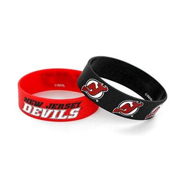 Imagem de Pulseira de borracha de silicone NHL New Jersey Devils, pacote com 2