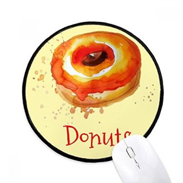 Imagem de Aquarela pintada à mão laranja rosquinha sobremesa mouse pad desktop escritório tapete redondo para computador