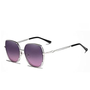 Imagem de Óculos de sol feminino estilo jovem lente polarizada gradiente design de luxo feminino elegante Lunette De Soleil, roxo gradiente, tamanho único