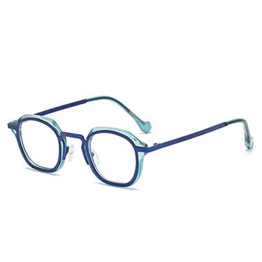 Imagem de Óculos de Sol Quadrados Pequenos Retrô Masculino Designer Vintage Óculos de Sol para Mulheres Óculos Claros, Azul, Com uma Caixa