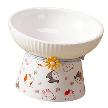 Imagem de ＫＬＫＣＭＳ Cão, gato, tigela, pratos elevados, antiderrapante, lavável, alimentação, comida para gatos, suprimentos para animais de estimação, comedor de comida, Padrão Inclinado