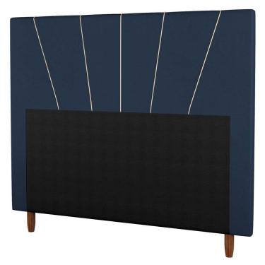 Imagem de Cabeceira Cama Box Casal Dallas 140Cm Veludo Azul