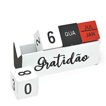 Imagem de Calendário Permanente de Madeira Dia Mês e Semana Gratidão COR:VERMELHO