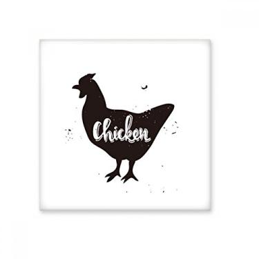 Imagem de Decalque brilhante de azulejo de cerâmica de animal preto e branco de galinha
