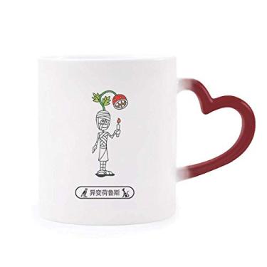 Imagem de Caneca Egito Múmia Halloween Mutação Horus sensível ao calor Caneca vermelha muda de cor