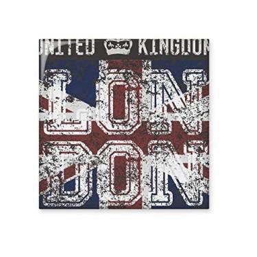 Imagem de Pedra adorna de tijolos vitrificados com a bandeira da União Jack de Londres, Reino Unido e Inglaterra