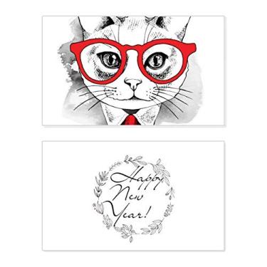 Imagem de Bussiness Cat Head Protect Animal Pet Lover Festival de Ano Novo Cartão de felicitações Bless Message Present