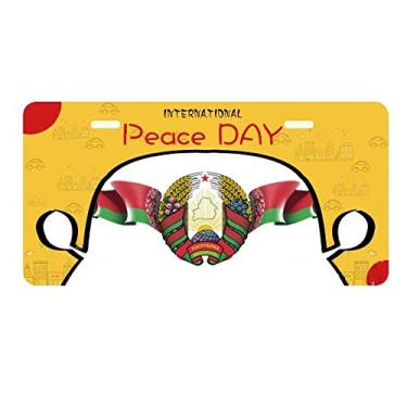 Imagem de DIYthinker Bandeira da Bielorrússia com emblema nacional para placa de carro Decoração Dia da Paz