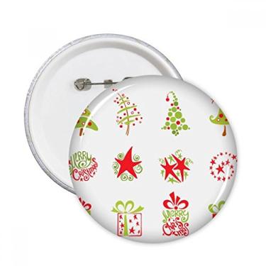 Imagem de Árvore de Natal feliz ilustração vermelha pinos redondos emblema botão decoração roupas presente 5 peças