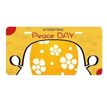 Imagem de DIYthinker Placa de licença com desenho de ovo amarelo Festival da Religião da Páscoa Decoração de carro Dia da Paz