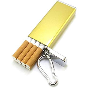 Imagem de Cigarreiras de metal quadrado portátil à prova de pressão multifuncional mini caixas de cigarro à prova d'água prata 8Sticks-8sticks_Gold Uptodate
