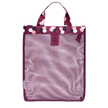Imagem de Grey990 Sacos de armazenamento de roupas, bolsa de praia transparente portátil de poliéster bolsa de compras útil para o verão para acampamento, Vinho tinto,