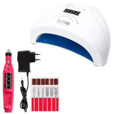 Imagem de Kit Manicure Cabine Fundo Metal Inox e Lixa elétrica