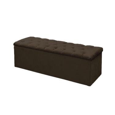 Imagem de Calçadeira Baú P/ Box King 195cm Mirage c/ Capitonê Suede Marrom LM DECOR
