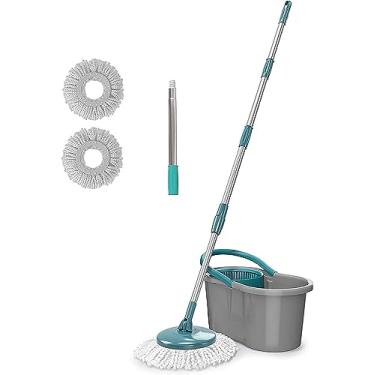 Imagem de Mop Fit Giratório 2 Refis Microfibra com Balde 8 Litros + Cabo Extensor Original - By K80