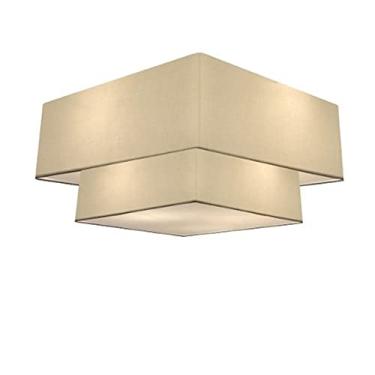 Imagem de Plafon Quadrado Cúpula Tecido Dupla 25/50x35 cm, Vivare Iluminação, Plafon3022 LALA, Algodão Cru, Médio