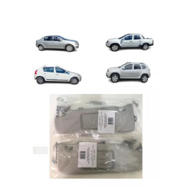 Imagem de NEWTEC automotive Quebra Sol Para Logan Sandero Duster Oroch C/ Espelho - Cinza Claro - Sutil