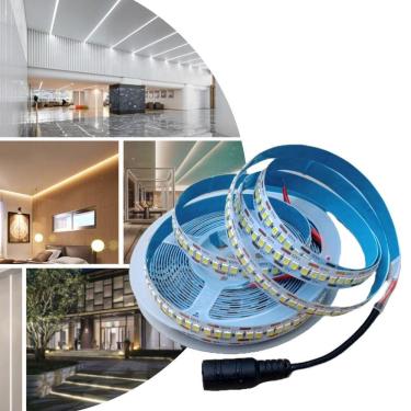 Imagem de 2 Fitas De Leds Adesiva 2835 Rolo De 5M Com 240 Leds 12V Com Entrada P4 Para Decorações Perfis Sancas Gesso Parede Teto