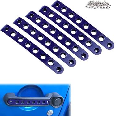 Imagem de Guarnição da tampa das inserções da maçaneta lateral serve para acessórios Jeep Wrangler JK JKU Liberty Sahara & Unlimited 2007-2018 Puxadores de garra externos JK Mods Decoração (alumínio NBlue, 5