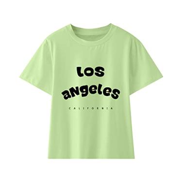Imagem de Camiseta infantil de manga comprida Los Angles para bebês meninos meninas camiseta Last Nerve tops esportivos na moda, Verde, 13-14 Years