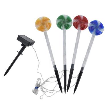 Imagem de Luzes de gramado pirulito caminho de natal de doces solares IP44 à prova d'água luzes LED iluminadas luzes de gramado decorativas de férias marcadores de caminho para decoração de natal